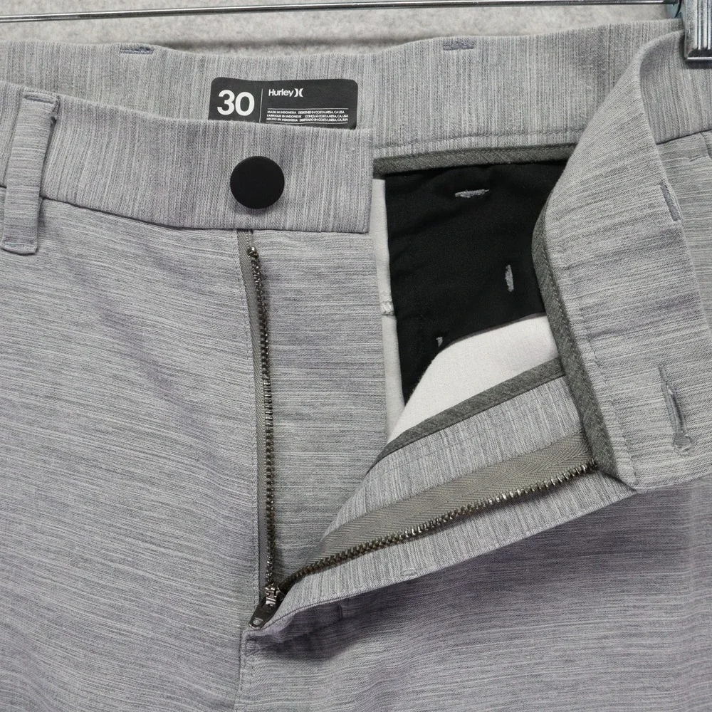 Hurley Shorts Mens 30 Performance Chino Golf Casual Stretch Flex Flat Front Gray